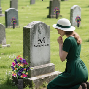 Alternative view of Memobloom Artificial Cemetery Flowers for Grave: Memorial Day Flowers for Cemetery - Outdoor Grave Decorations - 2 Pcs Purple Violet Mums Bouquets with Vases